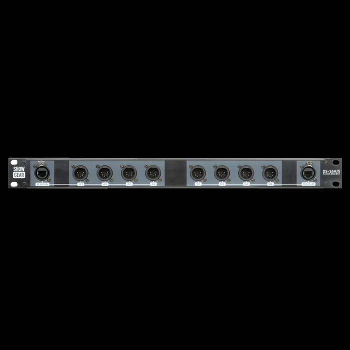 SHOWGEAR DS-24M/5 DMX Rack Split 8x 5-pin male XLR auf 2x female RJ45 Konverter (4 Universen pro CAT Kabel)