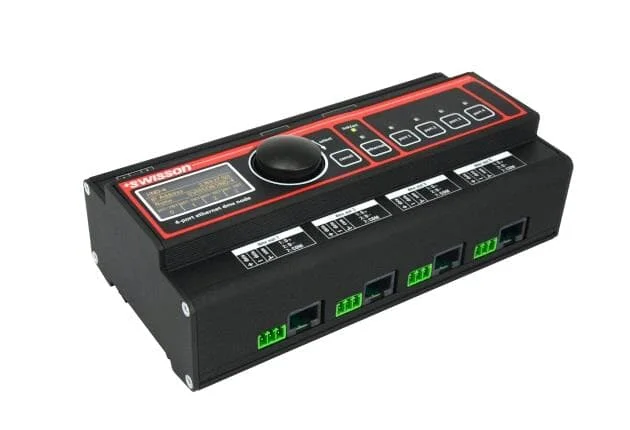 Swisson XND-4D Hutschienen Ethernet Node – 4-Port Netzwerk zu DMX Converter