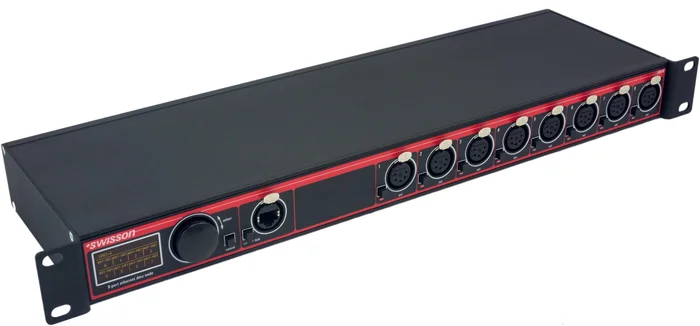 Swisson XND-8R8 Ethernet Node (Rack) – 1x RJ45 IN – 8x RJ45 OUT