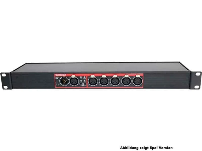 Swisson XSP-5R5 (Rack), DMX-Splitter – 1x 5pol IN – 5x 3pol OUT + 1x 5pol thru