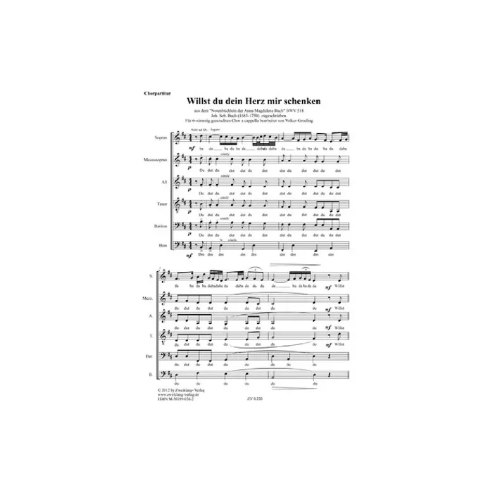 Willst du dein Herz mir schenken BWV518