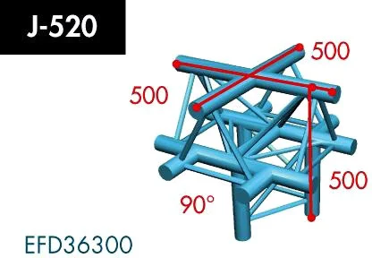X3K-30/H (Heavy Duty) J-520 5-Weg Kreuz, Winkel 90°, Spitze oben