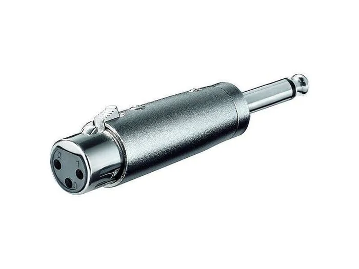 XLR- Adapter, 3-pol. XLR-Kupplung>6,35mm mono Stecker