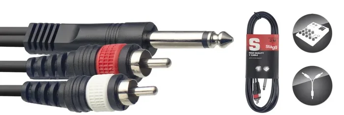 Y-kabel – klinke/2 x m. Cinch