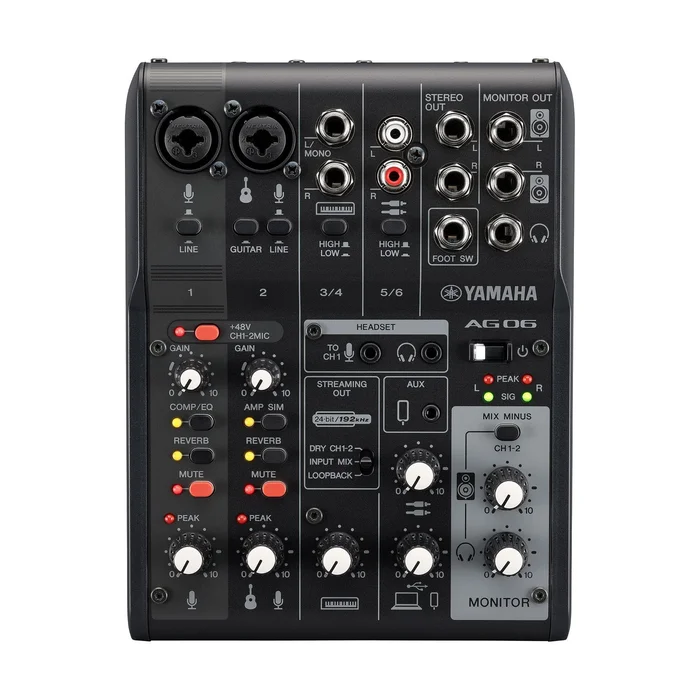 Yamaha AG06MK2B Live Streaming Mixer MK2, schwarz