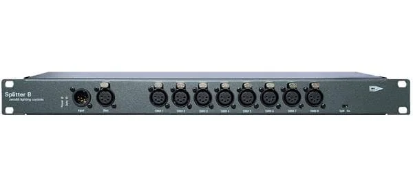 Zero88 Splitter 8, DMX/RDM Splitter 1HE 19″ 1x In, 1x Thru / 8x Out / XLR5